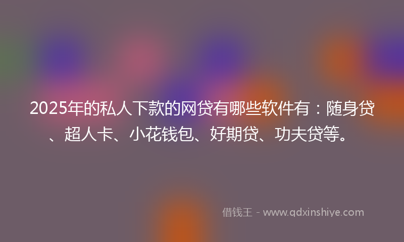 2025年的私人下款的网贷有哪些软件有：随身贷、超人卡、小花钱包、好期贷、功夫贷等。