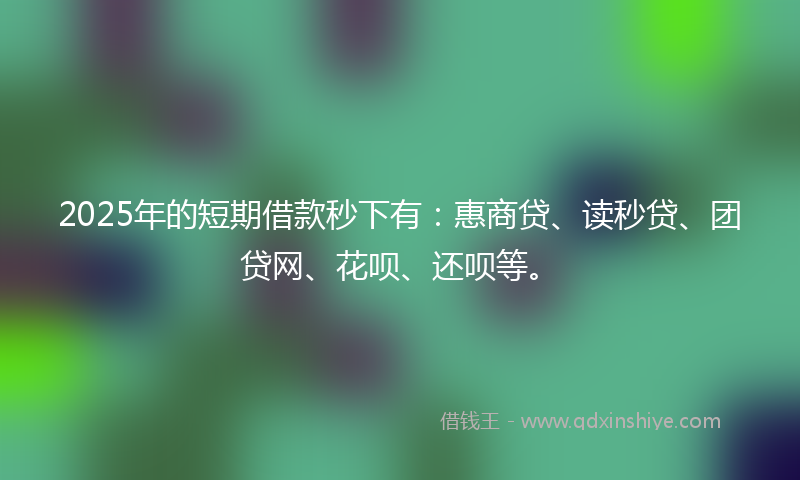 2025年的短期借款秒下有:惠商贷、读秒贷、团贷网、花呗、还呗等。