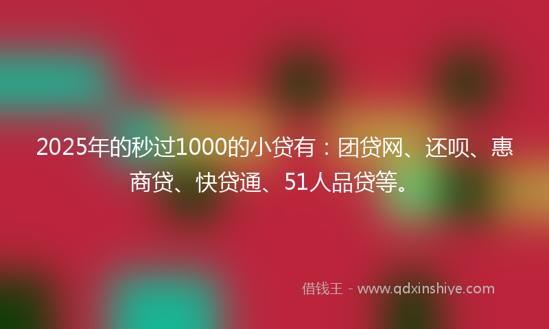 2025年的秒过1000的小贷有：团贷网、还呗、惠商贷、快贷通、51人品贷等。