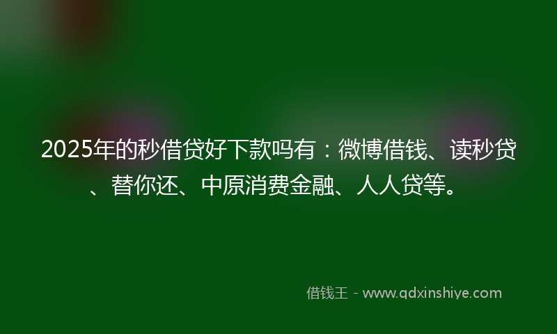 2025年的秒借贷好下款吗有：微博借钱、读秒贷、替你还、中原消费金融、人人贷等。