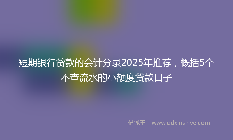 短期银行贷款的会计分录2025年推荐，概括5个不查流水的小额度贷款口子
