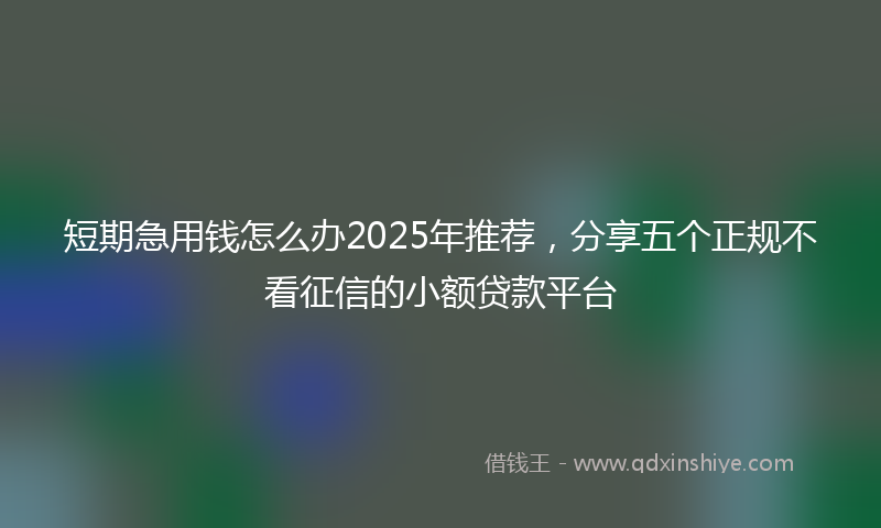 短期急用钱怎么办2025年推荐,分享五个正规不看征信的小额贷款平台
