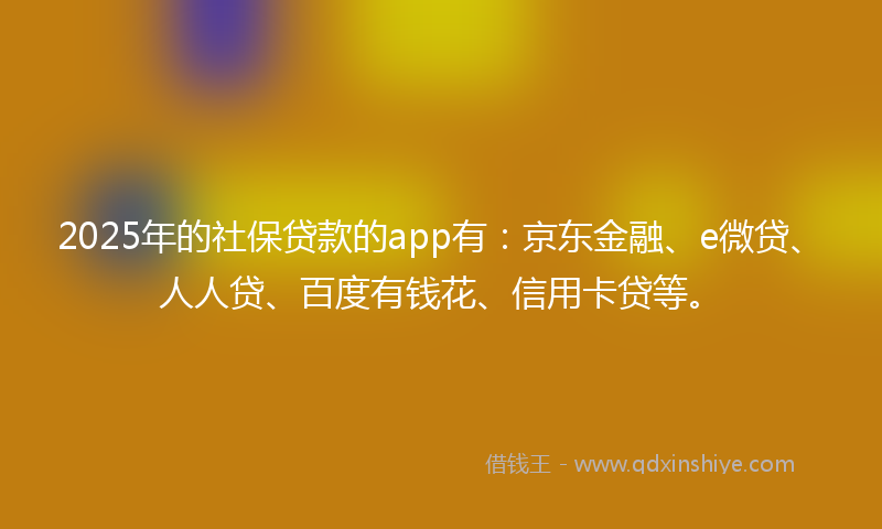 2025年的社保贷款的app有：京东金融、e微贷、人人贷、百度有钱花、信用卡贷等。