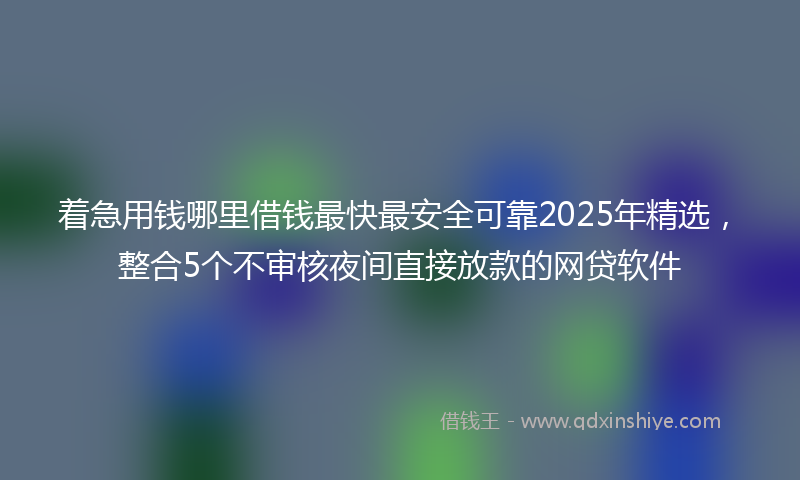 着急用钱哪里借钱最快最安全可靠2025年精选，整合5个不审核夜间直接放款的网贷软件