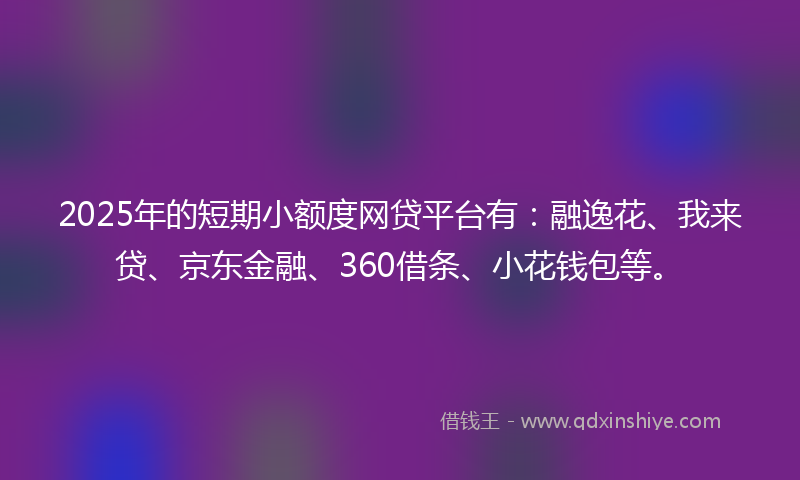 2025年的短期小额度网贷平台有：融逸花、我来贷、京东金融、360借条、小花钱包等。