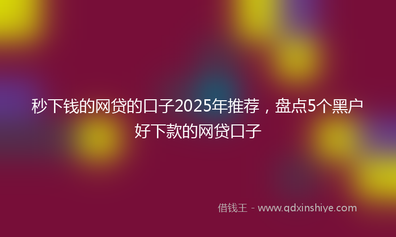 秒下钱的网贷的口子2025年推荐，盘点5个黑户好下款的网贷口子