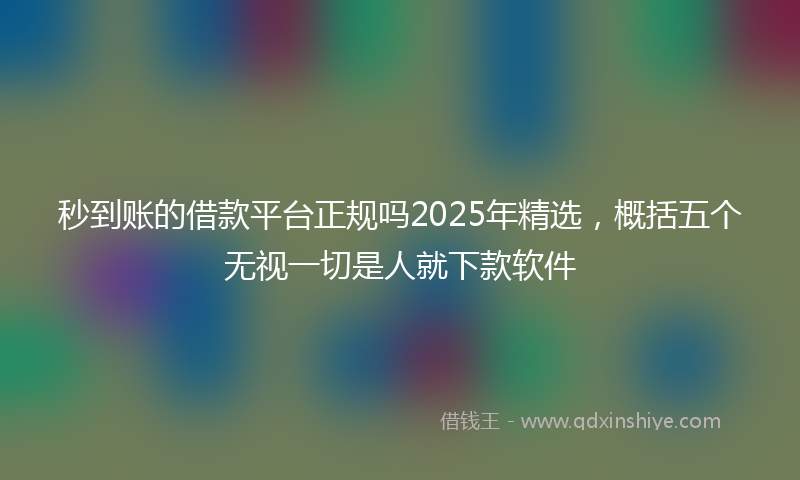 秒到账的借款平台正规吗2025年精选，概括五个无视一切是人就下款软件