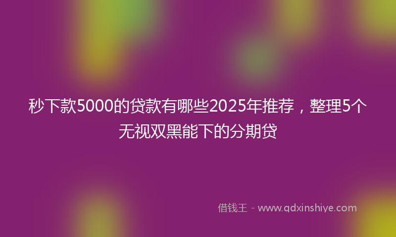 秒下款5000的贷款有哪些2025年推荐，整理5个无视双黑能下的分期贷