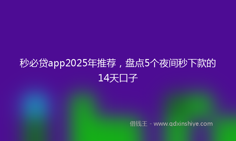 秒必贷app2025年推荐，盘点5个夜间秒下款的14天口子