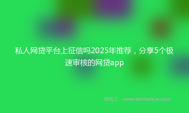 私人网贷平台上征信吗2025年推荐，分享5个极速审核的网贷app