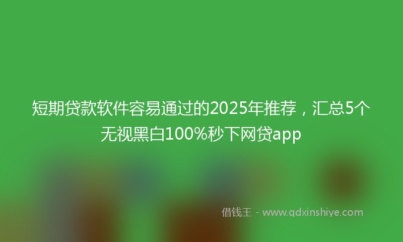 短期贷款软件容易通过的2025年推荐，汇总5个无视黑白100%秒下网贷app