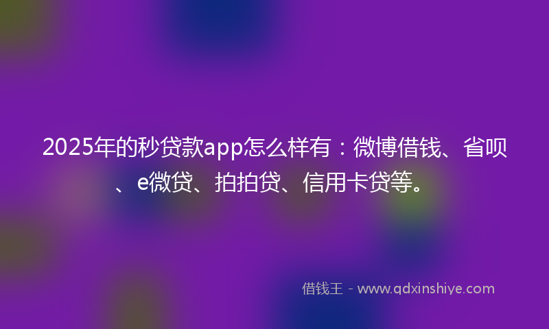 2025年的秒贷款app怎么样有：微博借钱、省呗、e微贷、拍拍贷、信用卡贷等。