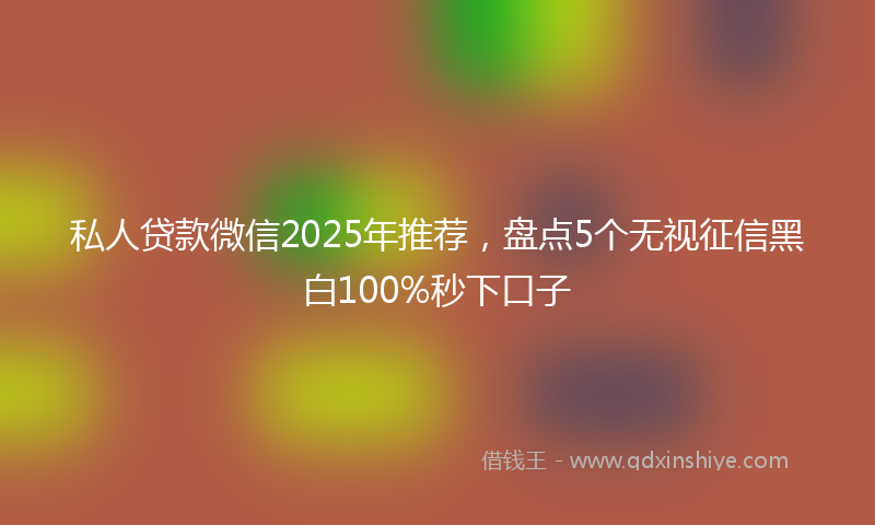 私人贷款微信2025年推荐，盘点5个无视征信黑白100%秒下口子