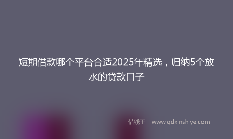 短期借款哪个平台合适2025年精选，归纳5个放水的贷款口子