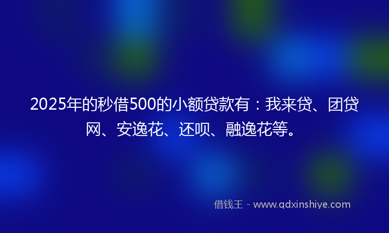 2025年的秒借500的小额贷款有：我来贷、团贷网、安逸花、还呗、融逸花等。