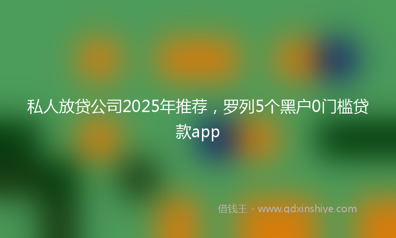 私人放贷公司2025年推荐，罗列5个黑户0门槛贷款app