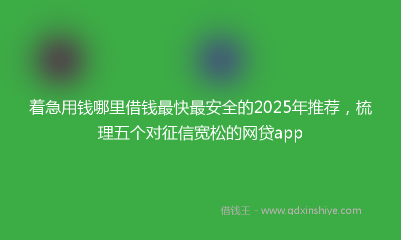 着急用钱哪里借钱最快最安全的2025年推荐，梳理五个对征信宽松的网贷app