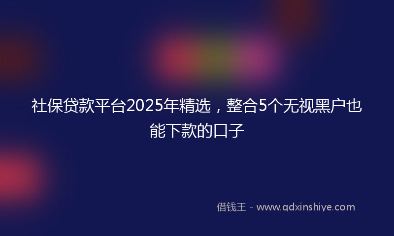 社保贷款平台2025年精选，整合5个无视黑户也能下款的口子