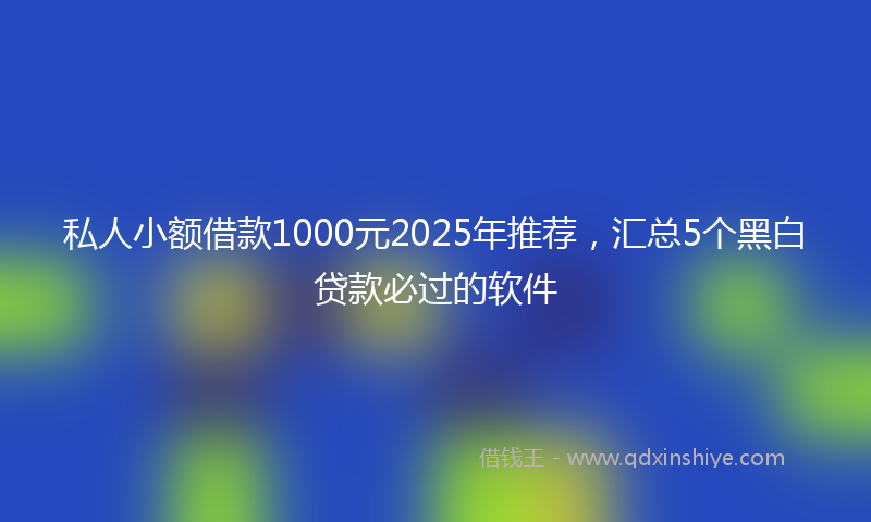 私人小额借款1000元2025年推荐,汇总5个黑白贷款必过的软件