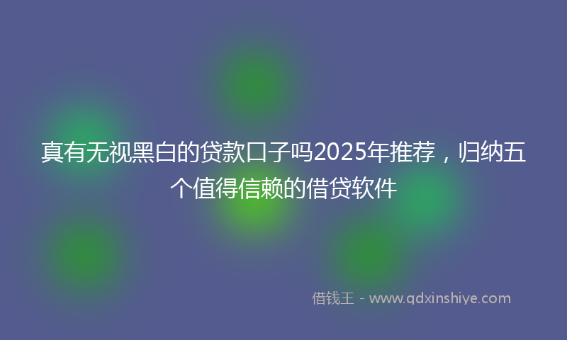 真有无视黑白的贷款口子吗2025年推荐，归纳五个值得信赖的借贷软件
