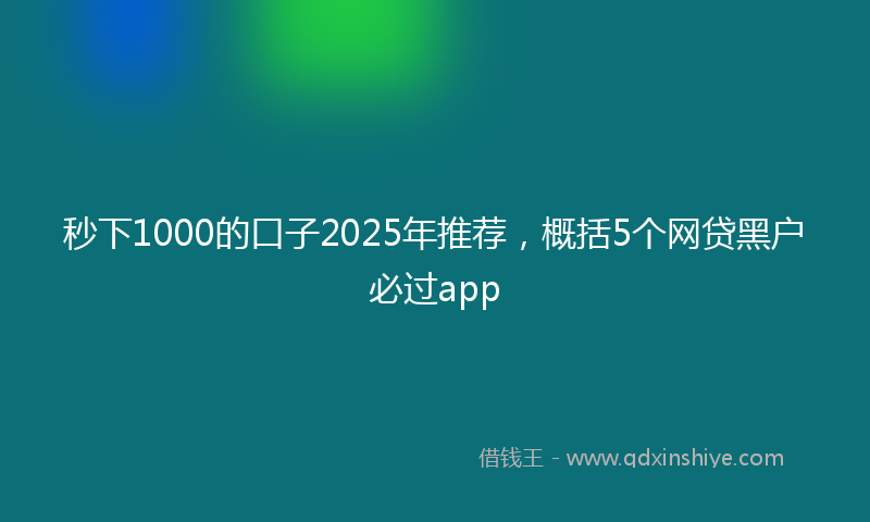 秒下1000的口子2025年推荐，概括5个网贷黑户必过app