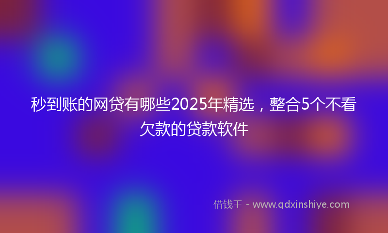 秒到账的网贷有哪些2025年精选，整合5个不看欠款的贷款软件