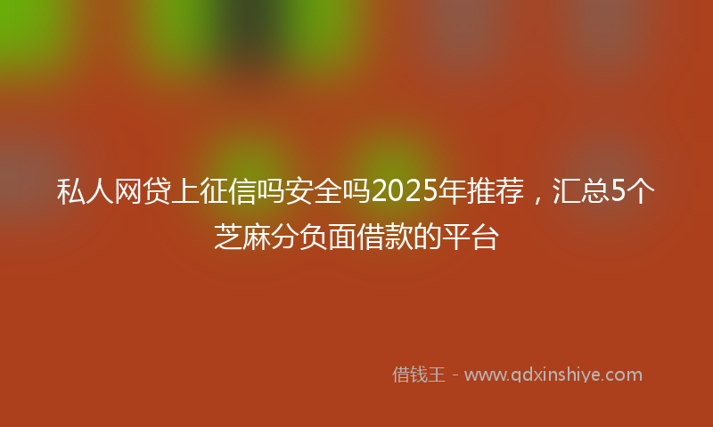 私人网贷上征信吗安全吗2025年推荐，汇总5个芝麻分负面借款的平台