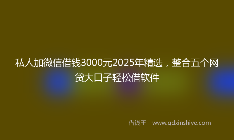 私人加微信借钱3000元2025年精选,整合五个网贷大口子轻松借软件