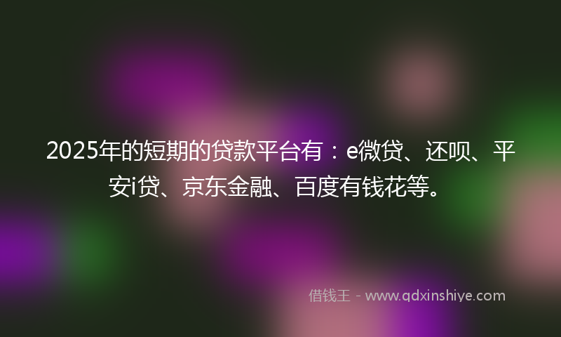 2025年的短期的贷款平台有：e微贷、还呗、平安i贷、京东金融、百度有钱花等。