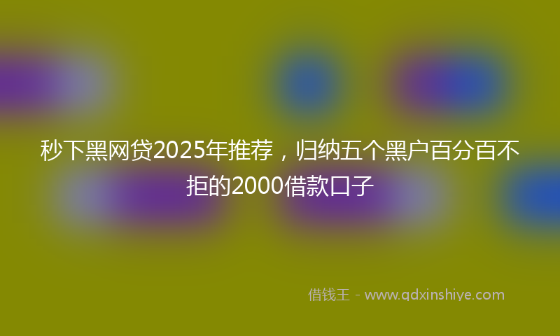 秒下黑网贷2025年推荐，归纳五个黑户百分百不拒的2000借款口子