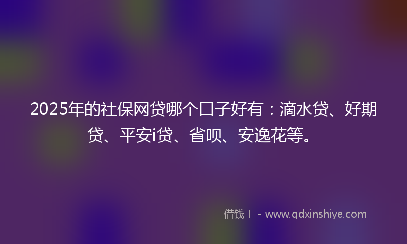 2025年的社保网贷哪个口子好有：滴水贷、好期贷、平安i贷、省呗、安逸花等。