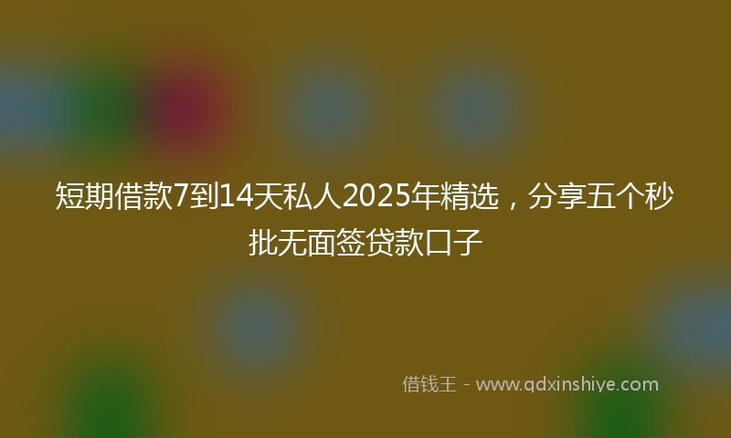 短期借款7到14天私人2025年精选，分享五个秒批无面签贷款口子