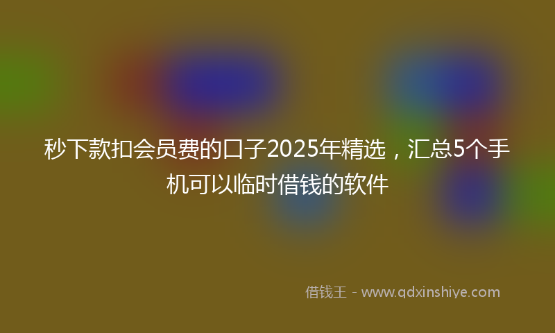 秒下款扣会员费的口子2025年精选，汇总5个手机可以临时借钱的软件