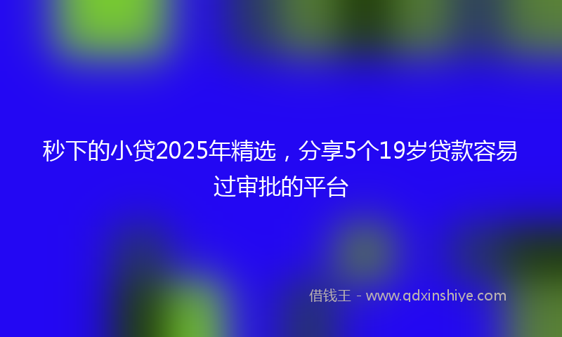 秒下的小贷2025年精选，分享5个19岁贷款容易过审批的平台