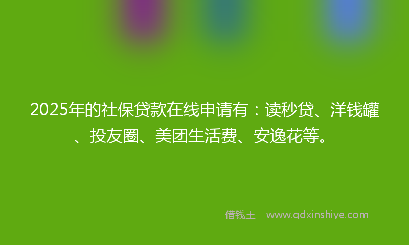 2025年的社保贷款在线申请有：读秒贷、洋钱罐、投友圈、美团生活费、安逸花等。