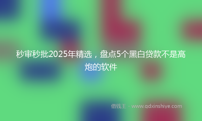 秒审秒批2025年精选，盘点5个黑白贷款不是高炮的软件