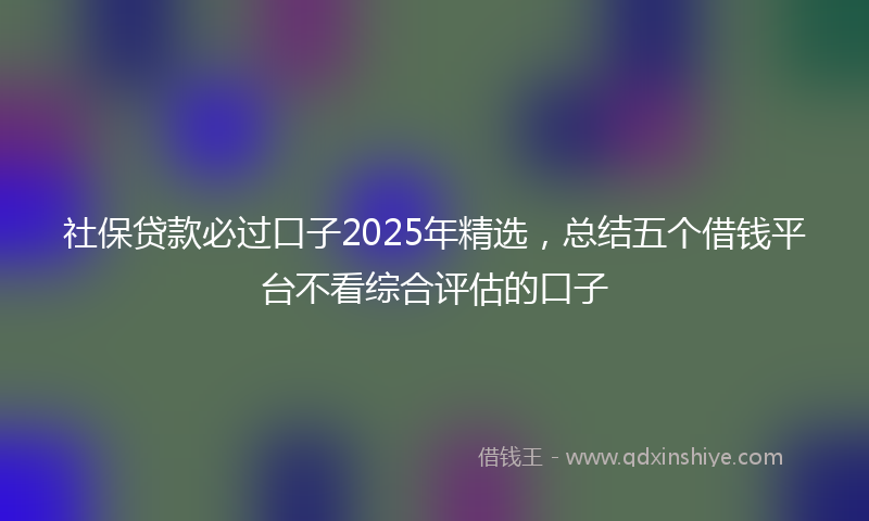 社保贷款必过口子2025年精选，总结五个借钱平台不看综合评估的口子
