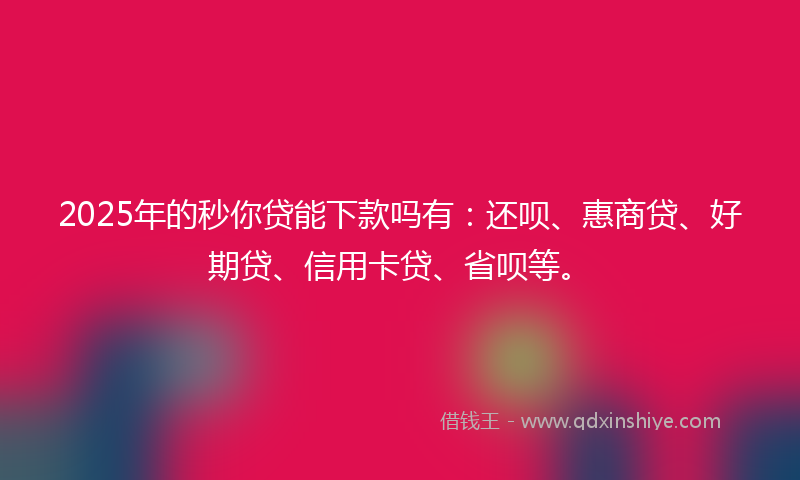 2025年的秒你贷能下款吗有：还呗、惠商贷、好期贷、信用卡贷、省呗等。