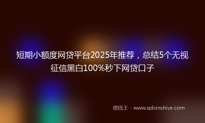 短期小额度网贷平台2025年推荐，总结5个无视征信黑白100%秒下网贷口子