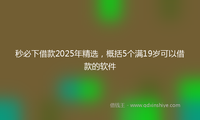 秒必下借款2025年精选，概括5个满19岁可以借款的软件