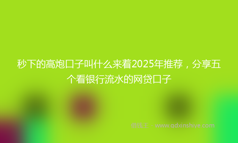 秒下的高炮口子叫什么来着2025年推荐，分享五个看银行流水的网贷口子