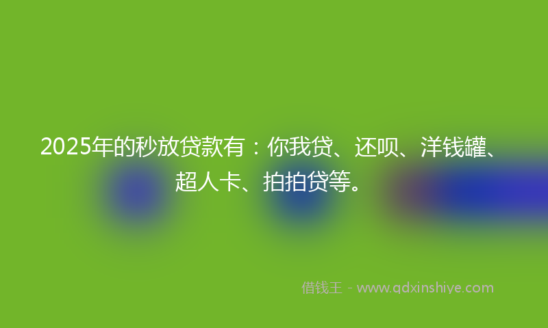 2025年的秒放贷款有：你我贷、还呗、洋钱罐、超人卡、拍拍贷等。