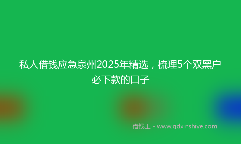 私人借钱应急泉州2025年精选，梳理5个双黑户必下款的口子