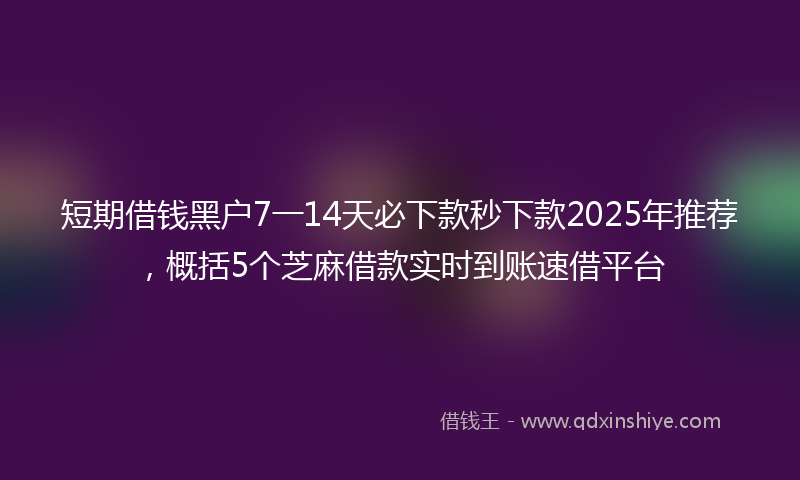 短期借钱黑户7一14天必下款秒下款2025年推荐，概括5个芝麻借款实时到账速借平台