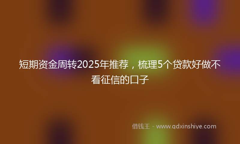 短期资金周转2025年推荐，梳理5个贷款好做不看征信的口子
