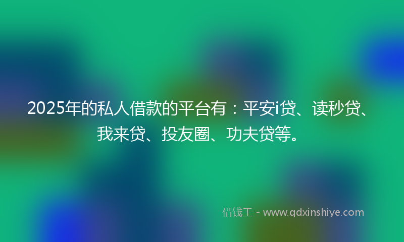 2025年的私人借款的平台有：平安i贷、读秒贷、我来贷、投友圈、功夫贷等。