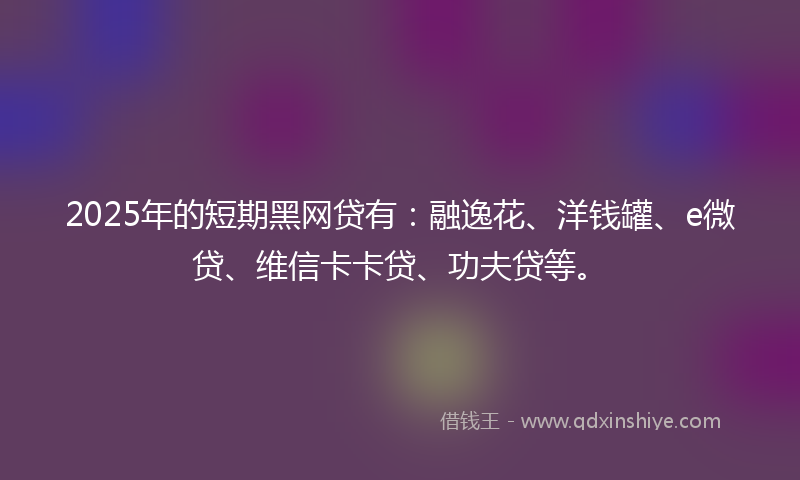 2025年的短期黑网贷有：融逸花、洋钱罐、e微贷、维信卡卡贷、功夫贷等。