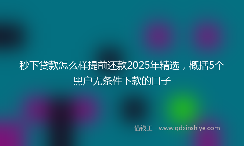 秒下贷款怎么样提前还款2025年精选，概括5个黑户无条件下款的口子