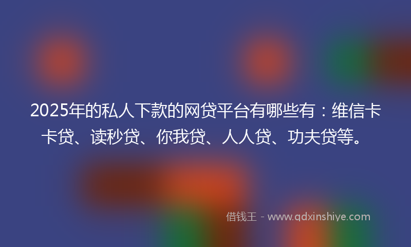 2025年的私人下款的网贷平台有哪些有：维信卡卡贷、读秒贷、你我贷、人人贷、功夫贷等。
