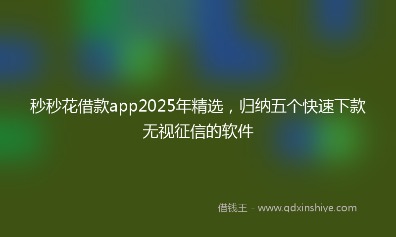 秒秒花借款app2025年精选，归纳五个快速下款无视征信的软件